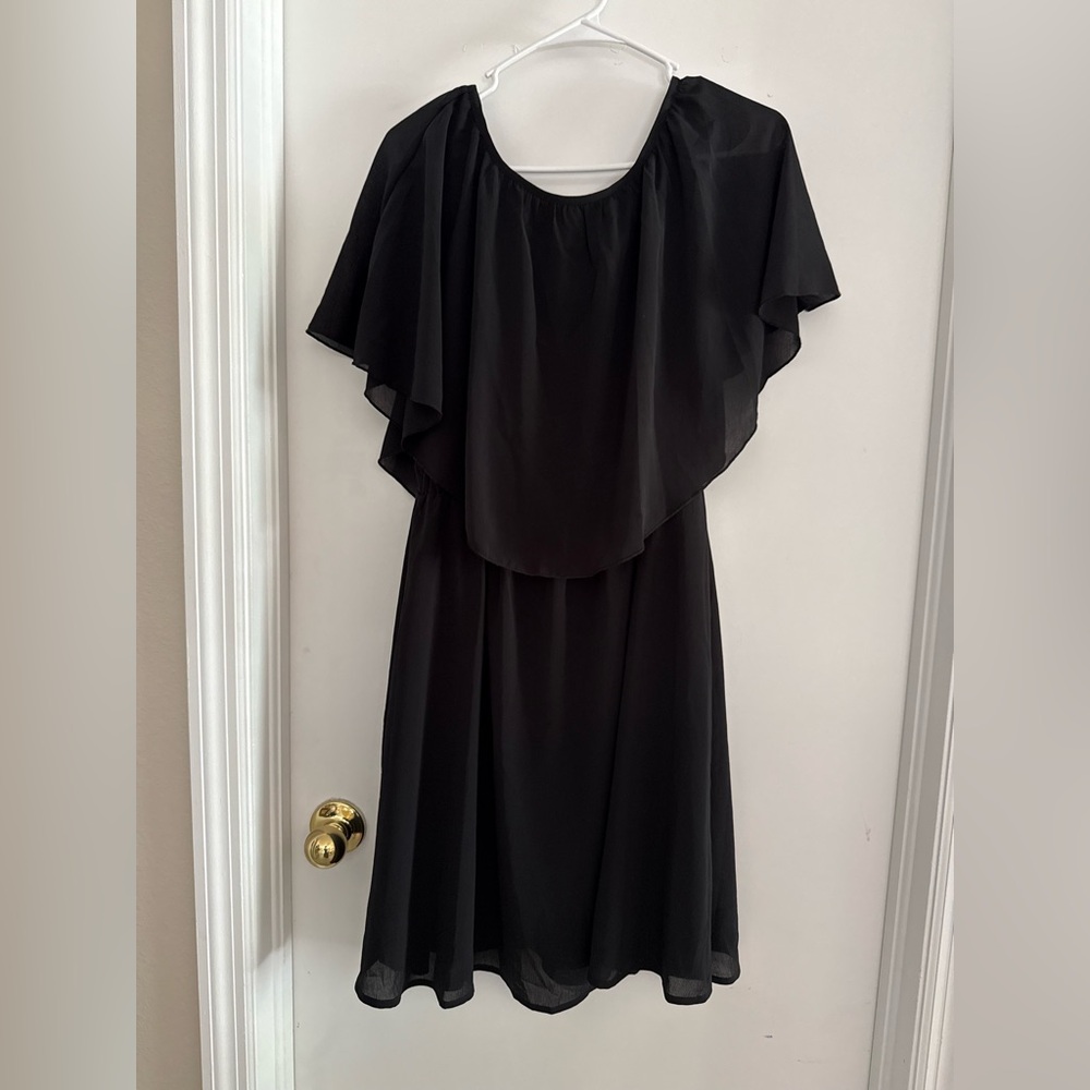 Women's Black Layered Chiffon Maxi Dress